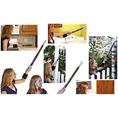 Collage of women using BugZooka indoors and outdoors in kitchen, porch, garden, and ceiling corners